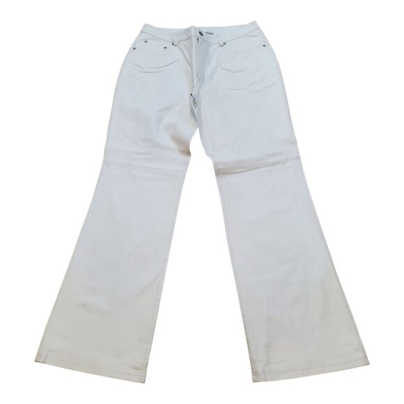 NWT NEWPORT NEWS SZ 12 Vintage Jeanology 100% Genuine Leather Jeans Pants White - Picture 1 of 16